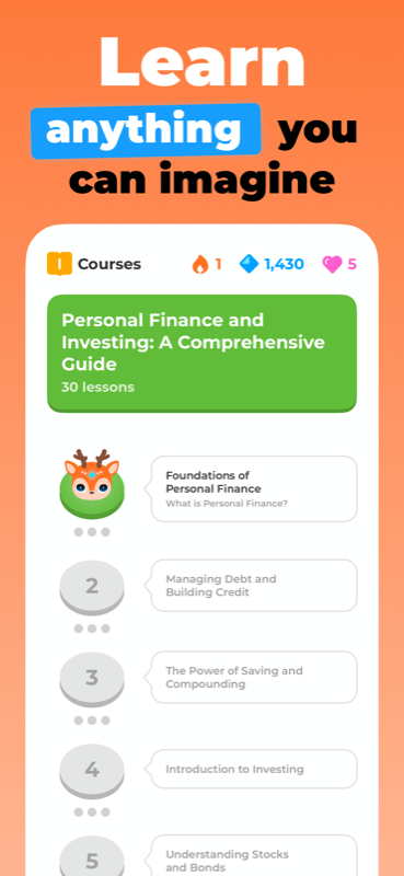 Course path with lessons on personal finance