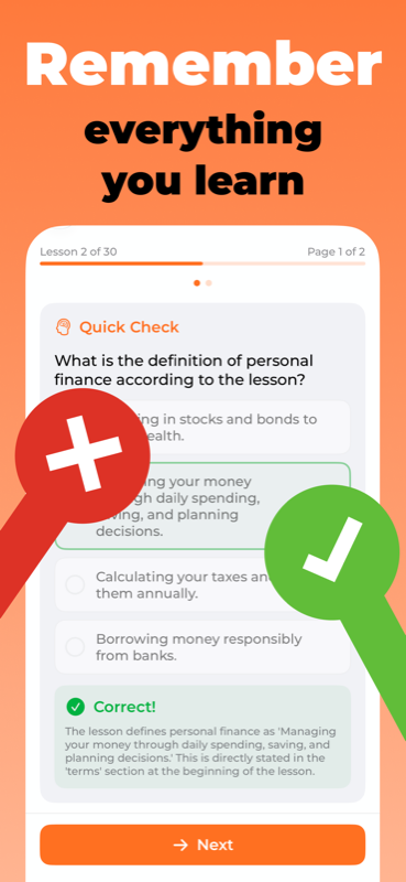 Quick check question with instant feedback